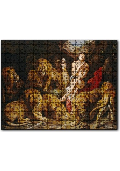 Aslanlara Atılan Daniel'ın Yakarışı 255 Parça Puzzle Yapboz Mdf (Ahşap)