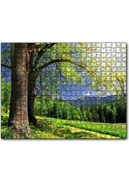 Yemyeşil Ağaçlar ve Güneş Işıkları 120 Parça Puzzle Yapboz Mdf (Ahşap)