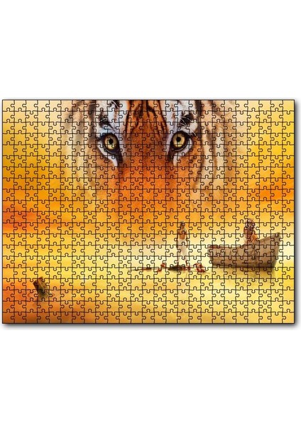 Pi'nin Yaşamı Kaplan Sandal ve Çocuk 500 Parça Puzzle Yapboz Mdf (Ahşap)
