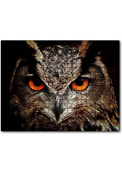 Kırmızı Gözlü Baykuş Yakın Çekim 120 Parça Puzzle Yapboz Mdf (Ahşap)