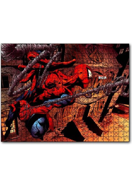 Spider Man Ağları Üzerinde Uçuyor 120 Parça Puzzle Yapboz Mdf (Ahşap)