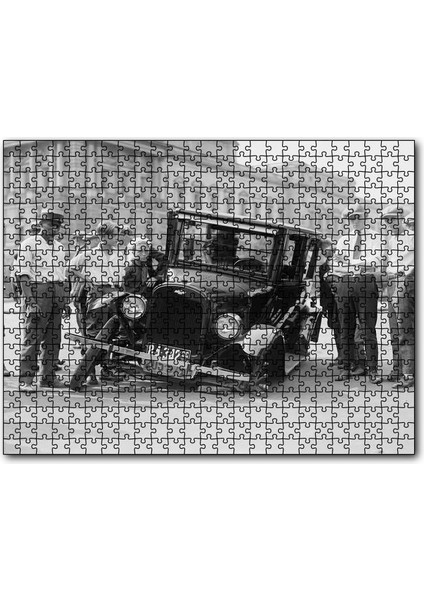 Antika Chevrolet Tekerlek Arızası 120 Parça Puzzle Yapboz Mdf (Ahşap)