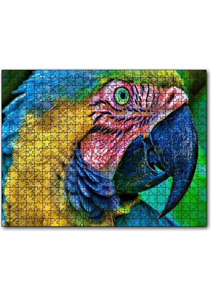 Macaw Papağanı Rengarenk Başı Yakın Plan 120 Parça Puzzle Yapboz Mdf (Ahşap)