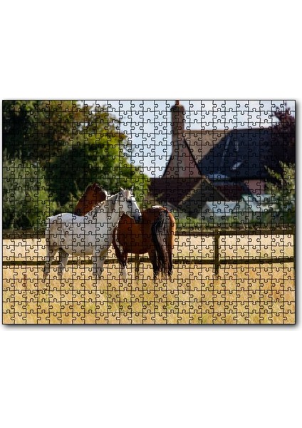 Cakapuzzle Kahverengi ve Beyaz Atlar 1000 Parça Puzzle Yapboz Mdf(Ahşap)