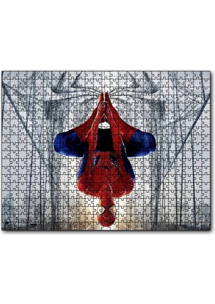 Ters Asılı Duran Spider Man 120 Parça Puzzle Yapboz Mdf (Ahşap)