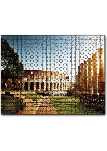 Italya Roma Kolezyum Işık Kule Kalıntıları 120 Parça Puzzle Yapboz Mdf (Ahşap)