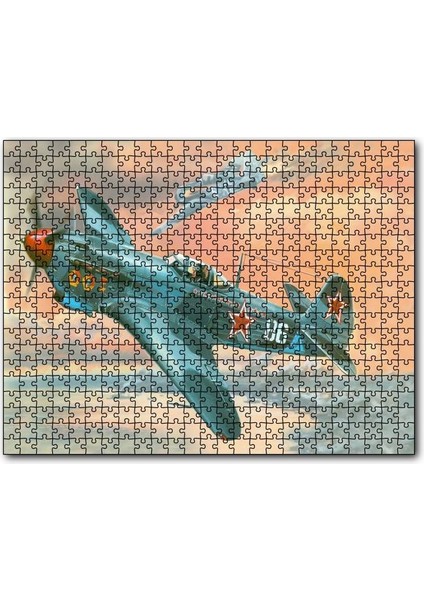 Nostalfik Savaş Uçağı Çizim Sanat 255 Parça Puzzle Yapboz Mdf (Ahşap)