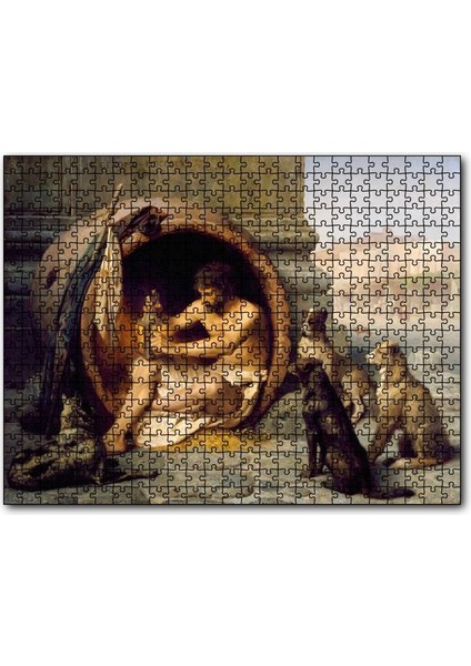 Diyojen Köpekleri ve Fıçısı 255 Parça Puzzle Yapboz Mdf (Ahşap)