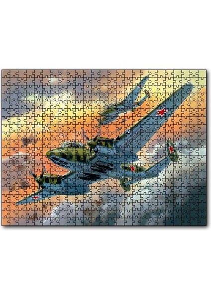 Nostaljik Bombardıman Savaş Uçakları Çizim 120 Parça Puzzle Yapboz Mdf (Ahşap)
