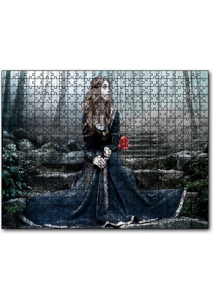 Ormanda Hüzünlü Güzel Kadın 120 Parça Puzzle Yapboz Mdf (Ahşap)
