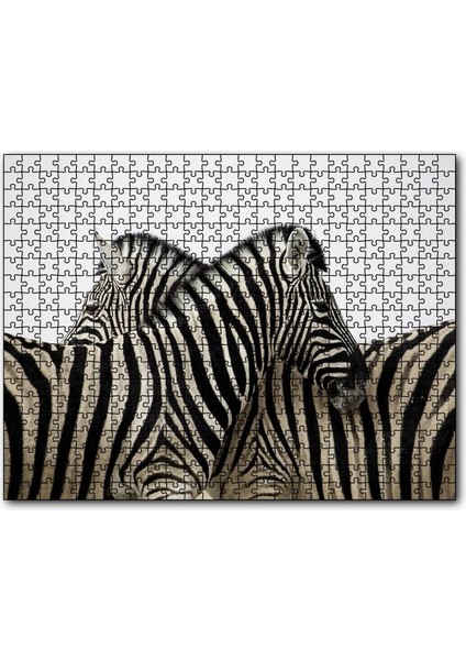 Yanyana Bir Çift Zebra 255 Parça Puzzle Yapboz Mdf (Ahşap)
