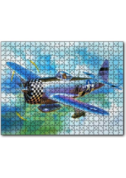 Savaş Uçağı Tuval 120 Parça Puzzle Yapboz Mdf (Ahşap)