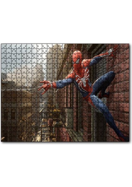 Spider Man Duvardan Ağ Atıyor 120 Parça Puzzle Yapboz Mdf (Ahşap)