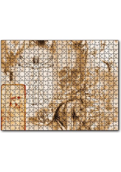 Leonardo Da Vinci ve Eserleri 120 Parça Puzzle Yapboz Mdf (Ahşap)