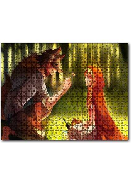 Kurt ve Kırmızı Başlıklı Kız Peri Hikayesi 120 Parça Puzzle Yapboz Mdf (Ahşap)