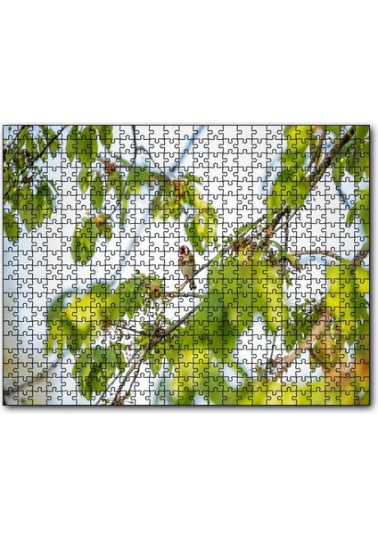 Ağacın Dalları Arasındaki Kırmızı Yüzlü Kuş 120 Parça Puzzle Yapboz Mdf (Ahşap)
