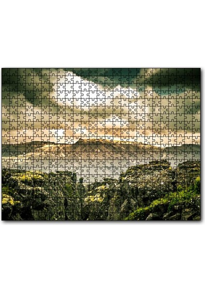 Çıplak Tepeler Bulutlar ve Kayalıklar 255 Parça Puzzle Yapboz Mdf (Ahşap)