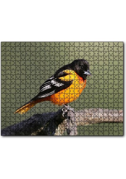 Dalda Turuncu Siyah Egzotik Kuş 120 Parça Puzzle Yapboz Mdf (Ahşap)
