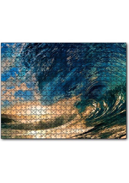 Tropikal Cennet Okyanus Sörf Dalga Güneş Işığı 255 Parça Puzzle Yapboz Mdf (Ahşap)