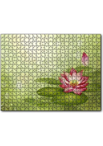 Lotus Çiçeği ve Yeşil Zemin 255 Parça Puzzle Yapboz Mdf (Ahşap)