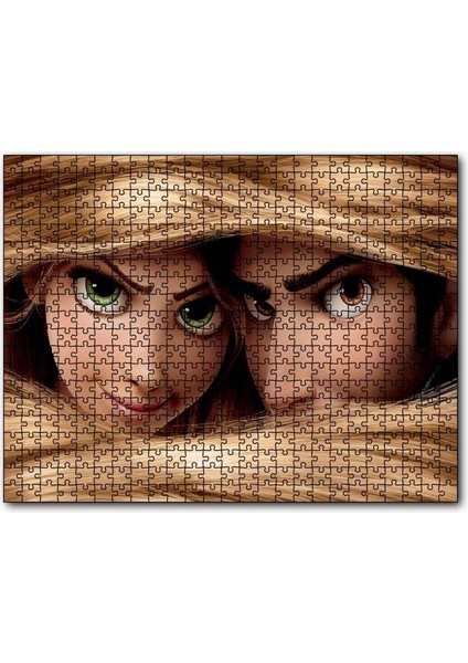 Rapunzel ve Prens Saçların Arasında 1000 Parça Puzzle Yapboz Mdf(Ahşap)