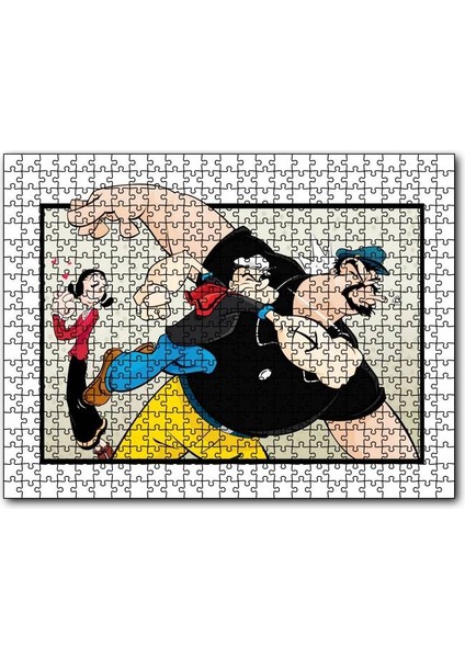 Safinaz ve Temel Reis Ile Kabasakal Yumruk 120 Parça Puzzle Yapboz Mdf (Ahşap)