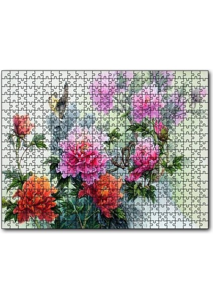 Şakayık Çiçeği ve Kuşlar 1000 Parça Puzzle Yapboz Mdf(Ahşap)