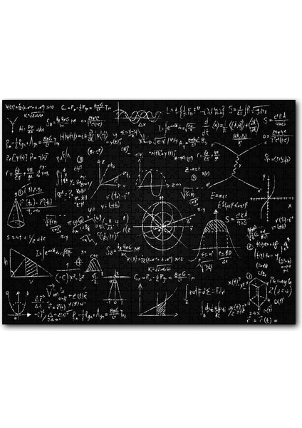 Karatahta Üzerinde Yazılı Matematik Denklemleri 120 Parça Puzzle Yapboz Mdf (Ahşap)