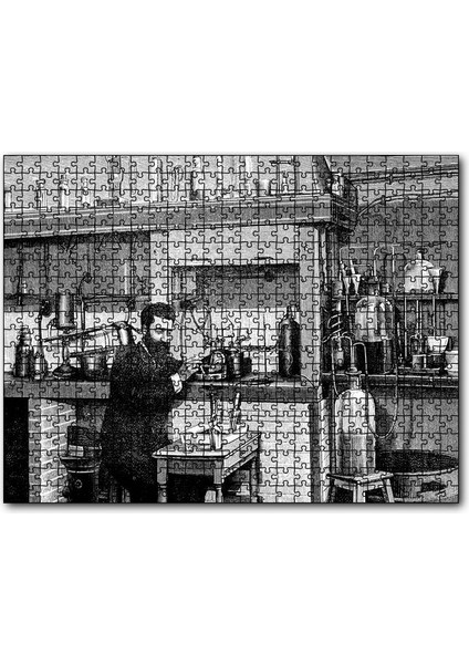 Bilim Adamı Eski Laboratuvar Deneyi 1000 Parça Puzzle Yapboz Mdf(Ahşap)