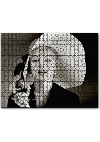 Marilyn Monroe Güllü Beyaz Şapkası Gülümsemesi 120 Parça Puzzle Yapboz Mdf (Ahşap)