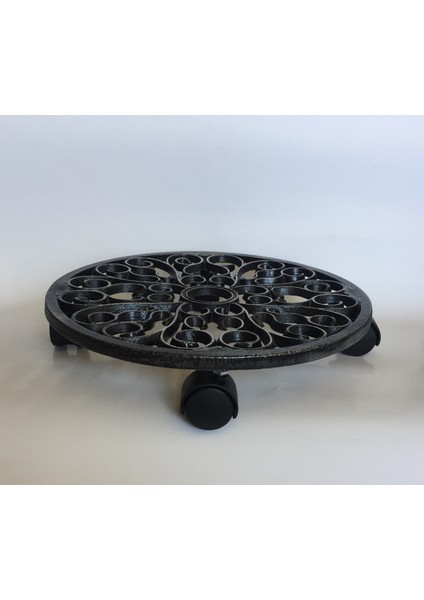 Metal Tekerlekli Saksı Altlığı Çiçek Standı