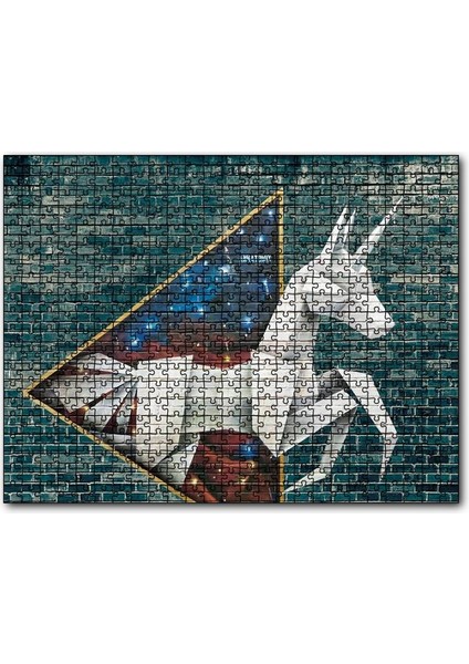 Grafiti Origami Sokak Sanatı Görseli 120 Parça Puzzle Yapboz Mdf (Ahşap)