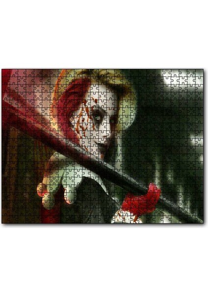 Harley Quinn Kan Kraliçesi Görseli 120 Parça Puzzle Yapboz Mdf (Ahşap)