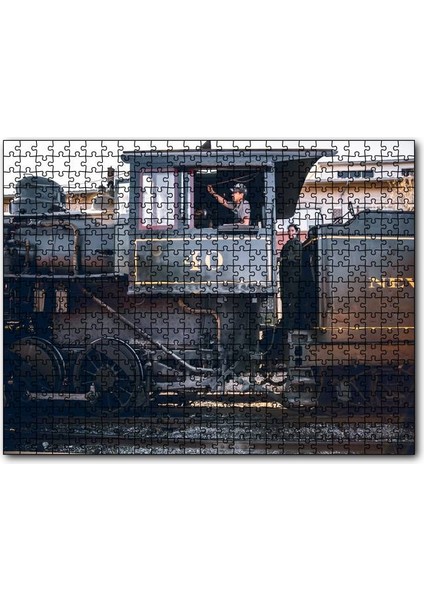 Buharlı Tren ve Makinisti 120 Parça Puzzle Yapboz Mdf (Ahşap)