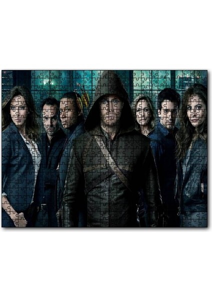 Yeşil Ok Filmi Karekterleri Görseli 120 Parça Puzzle Yapboz Mdf (Ahşap)
