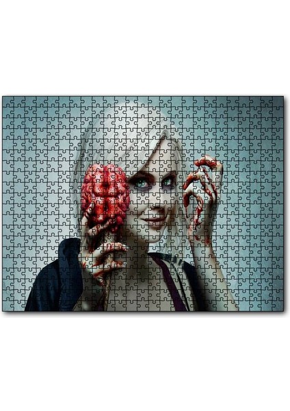 Zombi Kadın Beyin Dondurması Görseli 120 Parça Puzzle Yapboz Mdf (Ahşap)