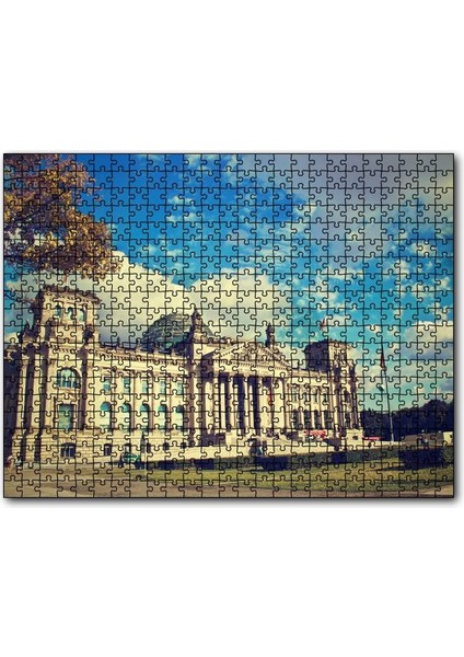 Berlinde Tarihi Bina ve Bulutlu Gökler 120 Parça Puzzle Yapboz Mdf (Ahşap)