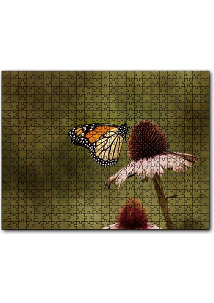 Çiçek Üzerindeki Muhteşem Kelebek 120 Parça Puzzle Yapboz Mdf (Ahşap)