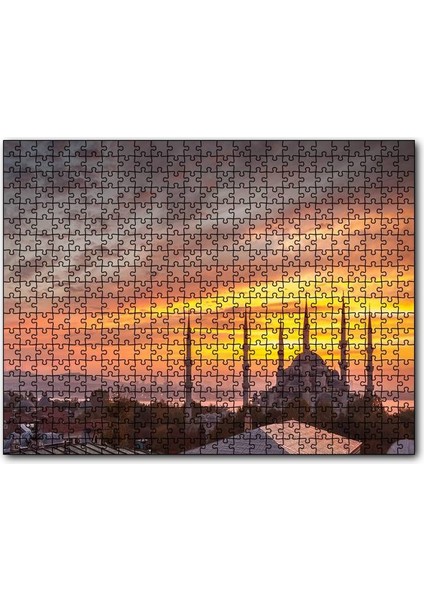 Günbatımında Sultanahmet Camii ve Kızıl Bulutlar 120 Parça Puzzle Yapboz Mdf (Ahşap)