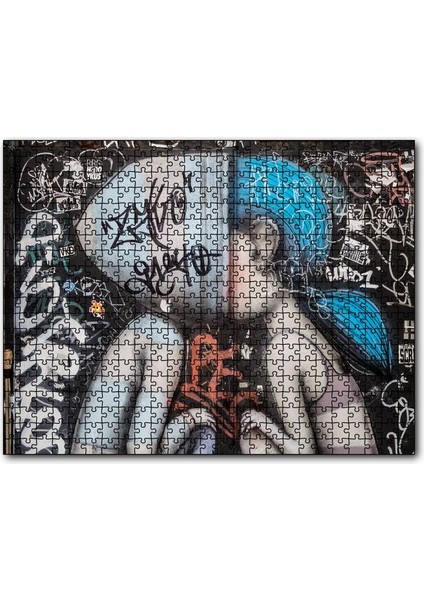 Kapşonlu Çocuk ve Kız Duvar Boyama 120 Parça Puzzle Yapboz Mdf (Ahşap)
