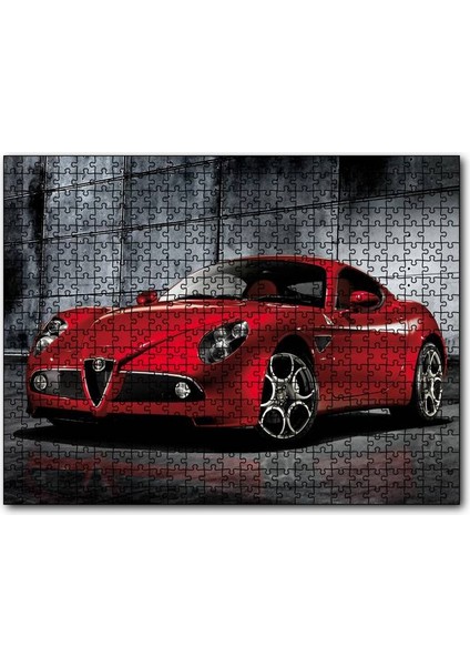 Kırmızı Renk Alfa Romeo 8c Competizione Araba, 255 Parça Puzzle Yapboz Mdf (Ahşap)
