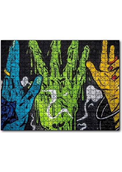 Rengarenk Eller Duvar Boyama 120 Parça Puzzle Yapboz Mdf (Ahşap)