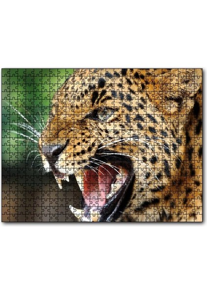 Kükreyen Güzel Leopar Görseli 120 Parça Puzzle Yapboz Mdf (Ahşap)