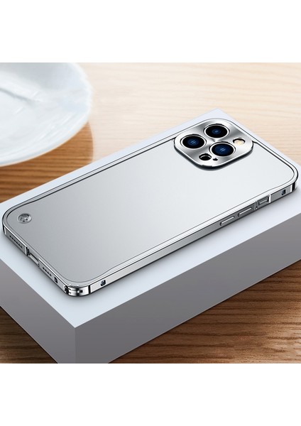 Iphone 13 Için Metal Çerçeve Buzlu Pc Kılıf Gümüş (Yurt Dışından)