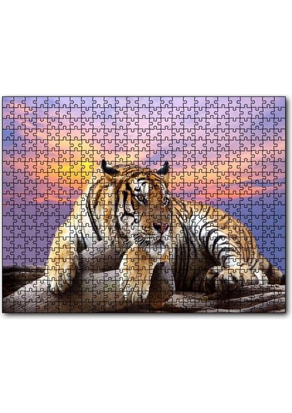 Cakapuzzle Kaplan Gün Batımı Görseli 120 Parça Puzzle Yapboz Mdf (Ahşap)