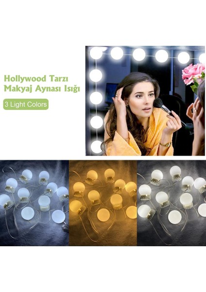 10LEDLI Usbli Makyaj Aynası Lambası Banyo Ciltbakım Dekorasyon Aydınlatma Hollywood Tarz fırsatları