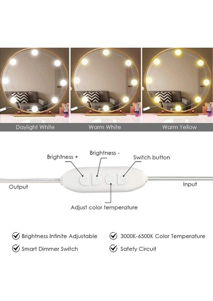 10LEDLI Usbli Makyaj Aynası Lambası Banyo Ciltbakım Dekorasyon Aydınlatma Hollywood Tarz indirimleri