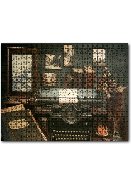 Cakapuzzle Masada Kitaplar Daktilo Tablolar Görseli 255 Parça Puzzle Yapboz Mdf (Ahşap)
