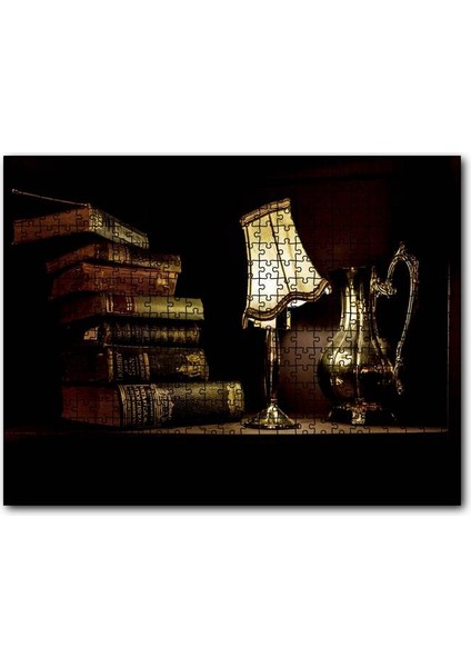 Cakapuzzle Masa Abajur Kitaplar Antika Metal Surahi Görseli 500 Parça Puzzle Yapboz Mdf (Ahşap)