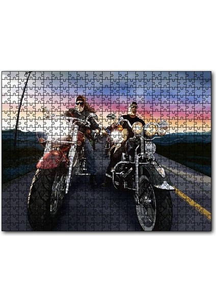 Cakapuzzle Motosiklet Tutkunları Eskizi Görseli 500 Parça Puzzle Yapboz Mdf (Ahşap)